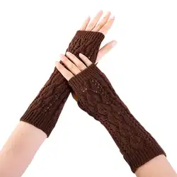 2017, новая мода перчатки Для женщин теплые предзнаменование зима наручные рычаг Теплее выдалбливают пальцев трикотажные длинные Прихватки