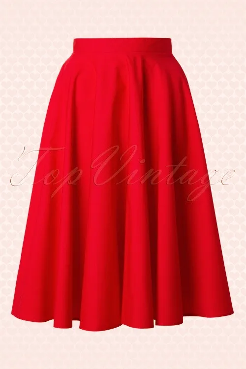 35-Женская винтажная 50s вдохновленная круглая Свинг миди юбка красного черного размера плюс рокабилли pinup saia faldas юбки