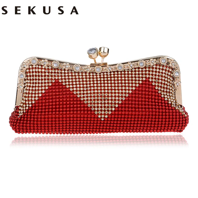 Sekuswomen Clutch Bags Beaded Evening Pearl Diamonds Golden Sekuswomen Clutch Bags Beaded Evening Pearl Diamonds Golden Handbags Wedding Bridesmaids Bridal Party Feast Bag