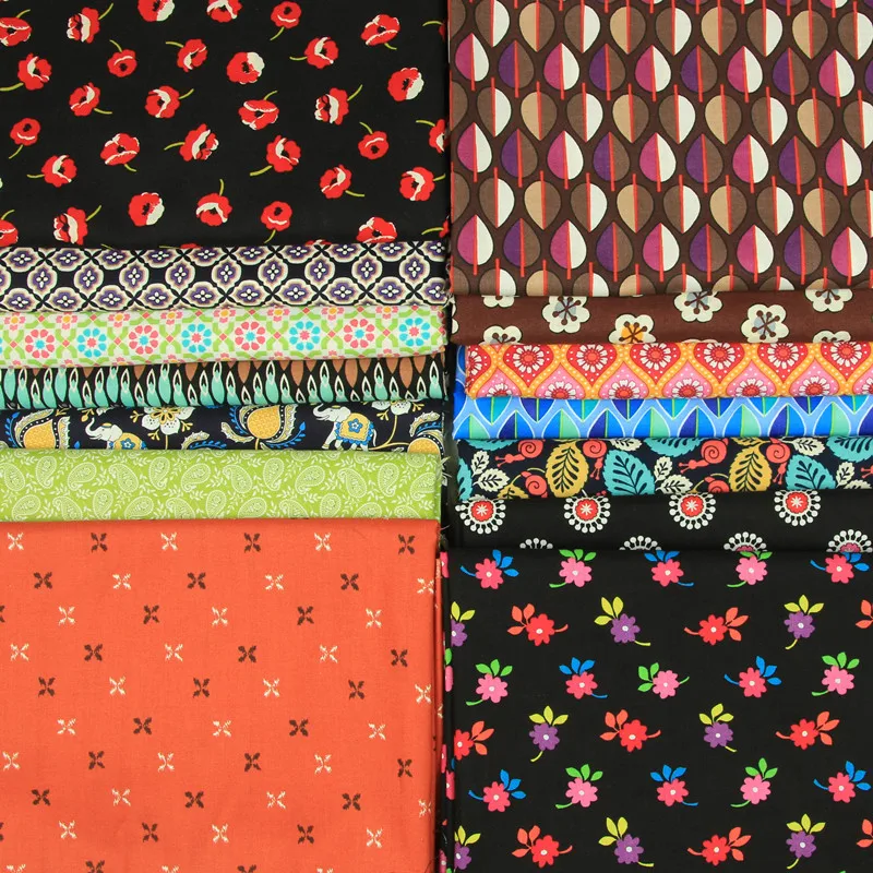 

1 meter flower plaid plain cotton fabric handmade DIY garment dress children cloth 100% cotton T528