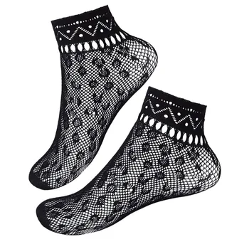 

Black Leopard Socks Women Sexy Hollow Out Crochet Fishnet Socks Casual Streetwear Transparent Mesh Sock Thin Sokken