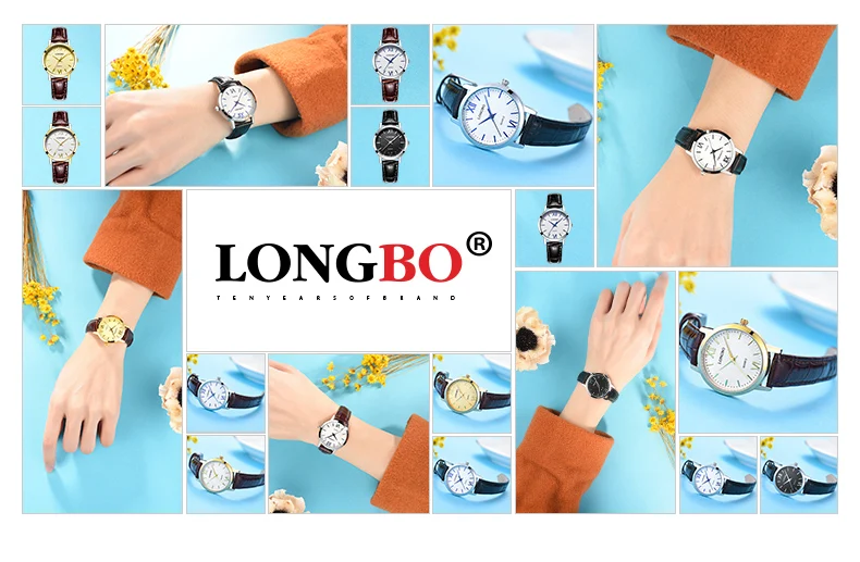 Longbo Роскошные Для мужчин Для женщин часы лучший бренд Бизнес кожаный ремешок Повседневные часы модные спортивные пара наручные часы Relogio