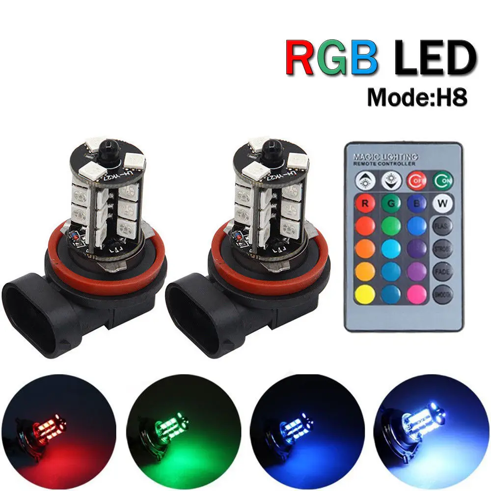 2 шт H8/H11 5050 RGB 12SMD светодиодный противотуманный фонарь для фар автомобиля + пульт