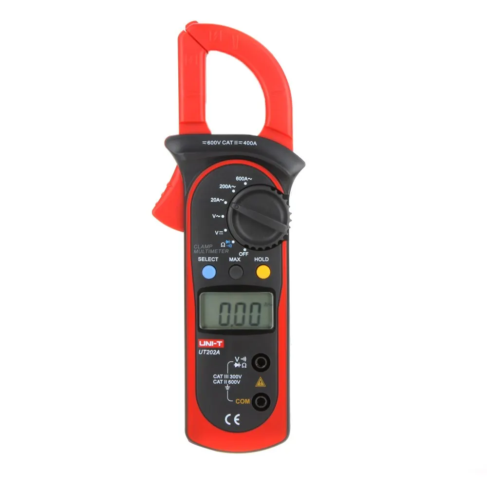 

UNI-T UT202A Data Hold Clamp Meter 600A DC/AC Voltage AC Current Tongs Resistance Digital Clamp Meters W/ MAX & MIN Mode