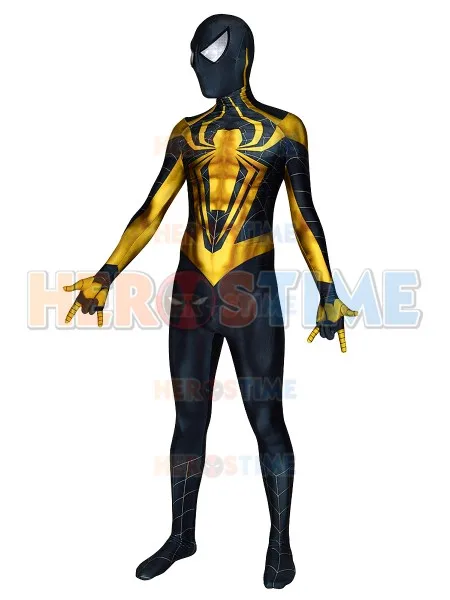 Black And Golden Spiderman Costume Chrome Spider Man Spandex 3d
