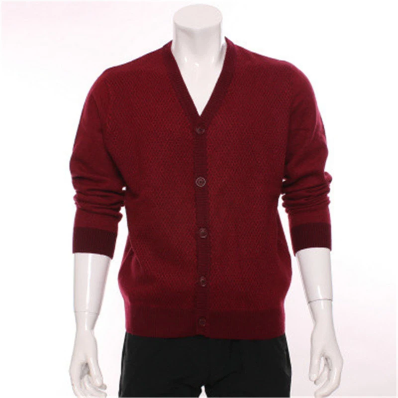 Big Size 100 Goat Cashmere Plover Case Grain Knit Men Fashion Thick Cardigan Sweater Vneck H Straight Claret 2color S 2xl Cardigans Aliexpress