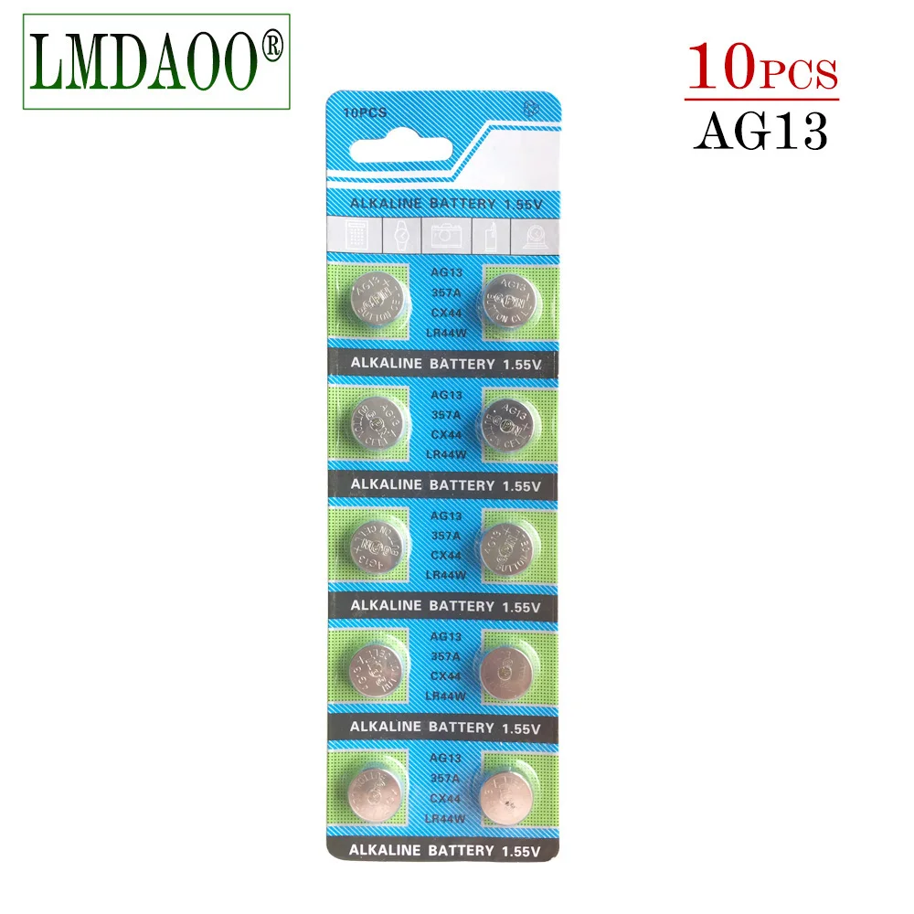 10 шт. батарейки AG13 LR44 LR1154 SR44 A76 357A 303 357 LR44W щелочные 1 55 в для часов игрушек Прямая
