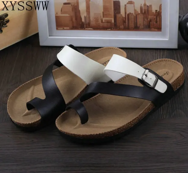 

Free Shipping New 2018 Summer men Sandals Flats Cork Slippers Casual Shoes Print Mixed Colors Slides Flip Flop Plus Size