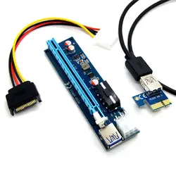 Del USB3.0 PCI-E Экспресс 1x к 16x Extender адаптер Riser Card SATA 6Pin кабель Jun26 #2