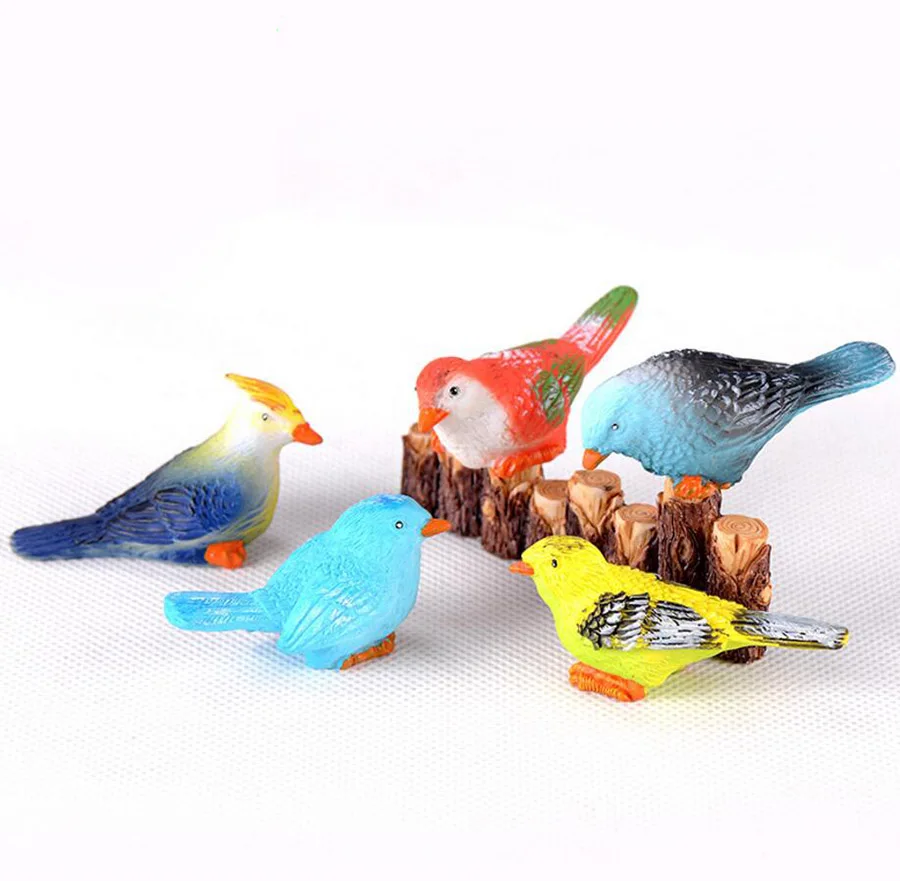 

20pcs Multicolors Birds Animal Ornaments Fairy Garden Miniatures Decorations For Terrarium Moss Bonsai Flowerpot Home Craft