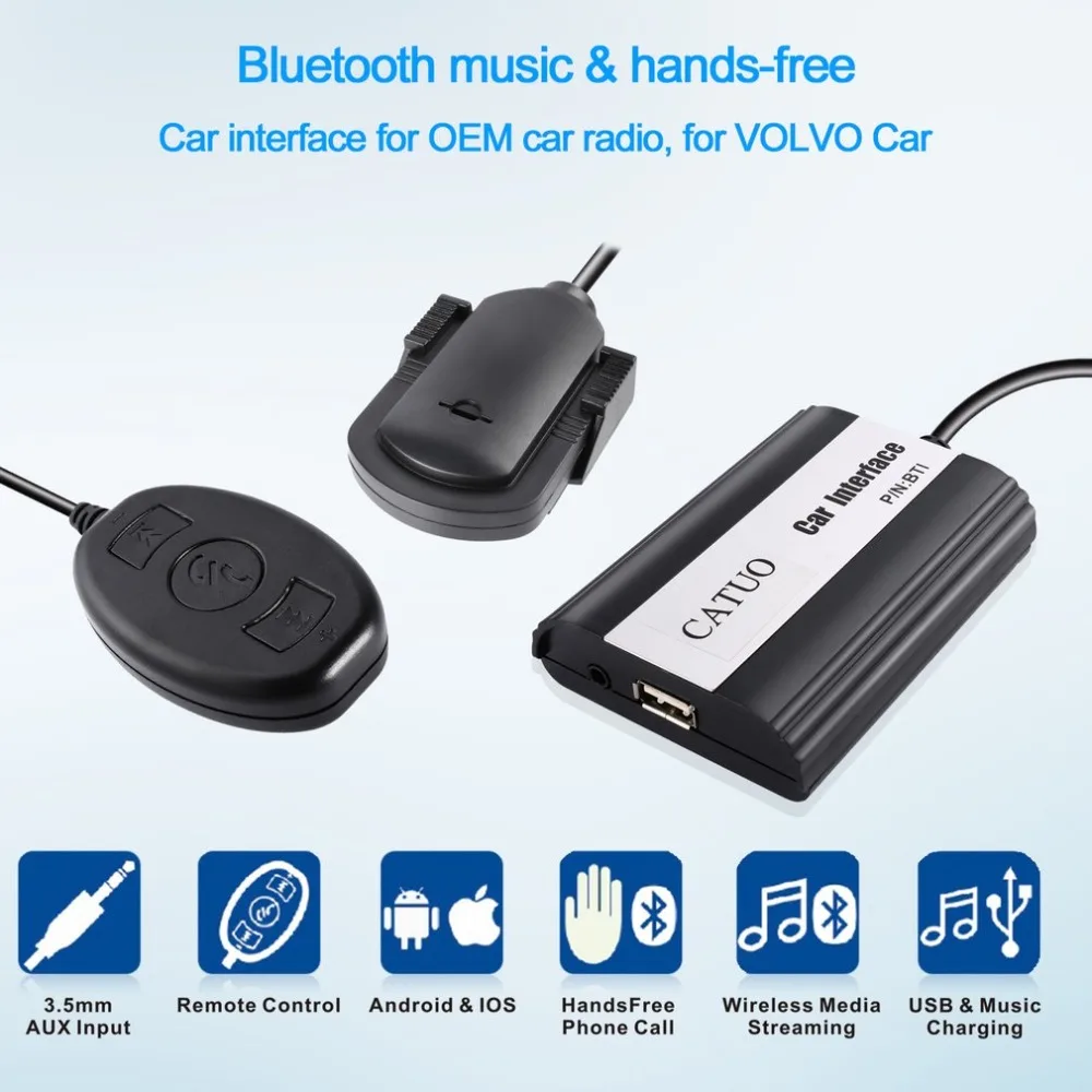 

CATUO 3.5mm AUX Input CD Sound Quality Wireless Media Streamimg Bluetooth Music & Hands-free Car Interface For VOLVO Car