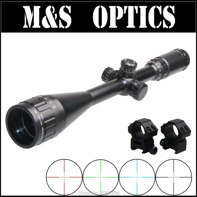 Best price at $513 Cheap 5PCS 6-24X50 AOIRGB Mil-dot Reticle Illumination Airsoft AirRifles Guns Optics Sight Rifle Scope Riflescope Mount For Hunting