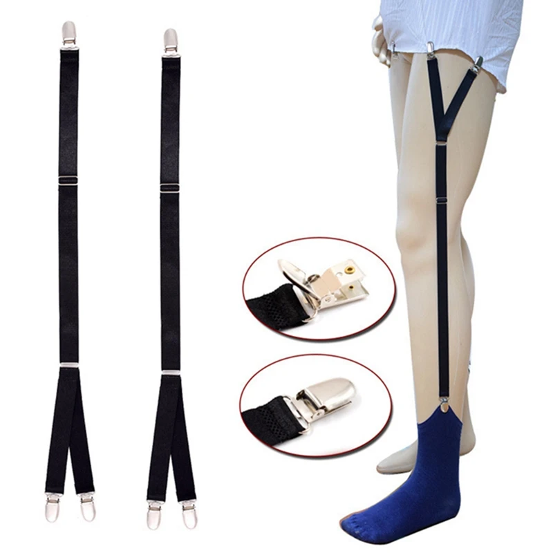 Mens Shirt Stays Holder Military Straight Stirrup Suspenders Elastic Uniform Business Style