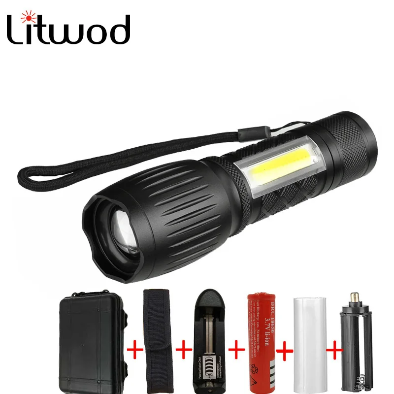 

Litwod Z20104 LED Flashlight XML T6 COB Torch 6 Modes Zoomable 5000LM Magnet tail cap.For emergency biking camping fishing.