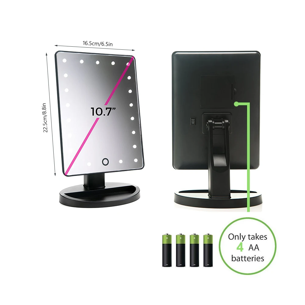  DONWEI LED Touch Screen 24 Light Makeup Mirror Table Desktop Makeup Mirrors Vanity Light Health Bea