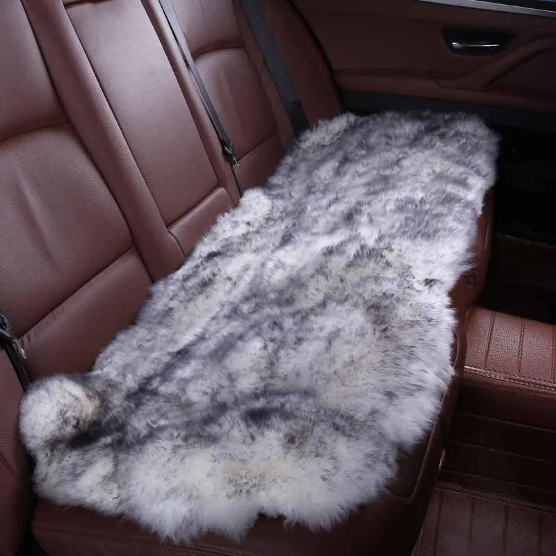 AUTOROWN Car Seat Cover Set Cushion Universal Size Basic Function Natural Sheepskin Long Fur Super Soft Auto Accessories