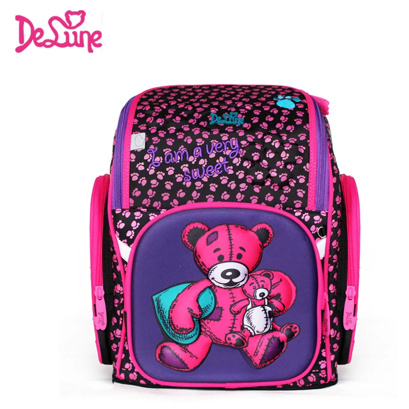 Delune 2018 New European Children School Bag Girls Boys Backpack Cartoon Mochila Infantil Large Capacity Orthopedic Schoolbag delune new style large capacity girls cartoon school backpack orthopedic ergonomic design children bear pattern school bag