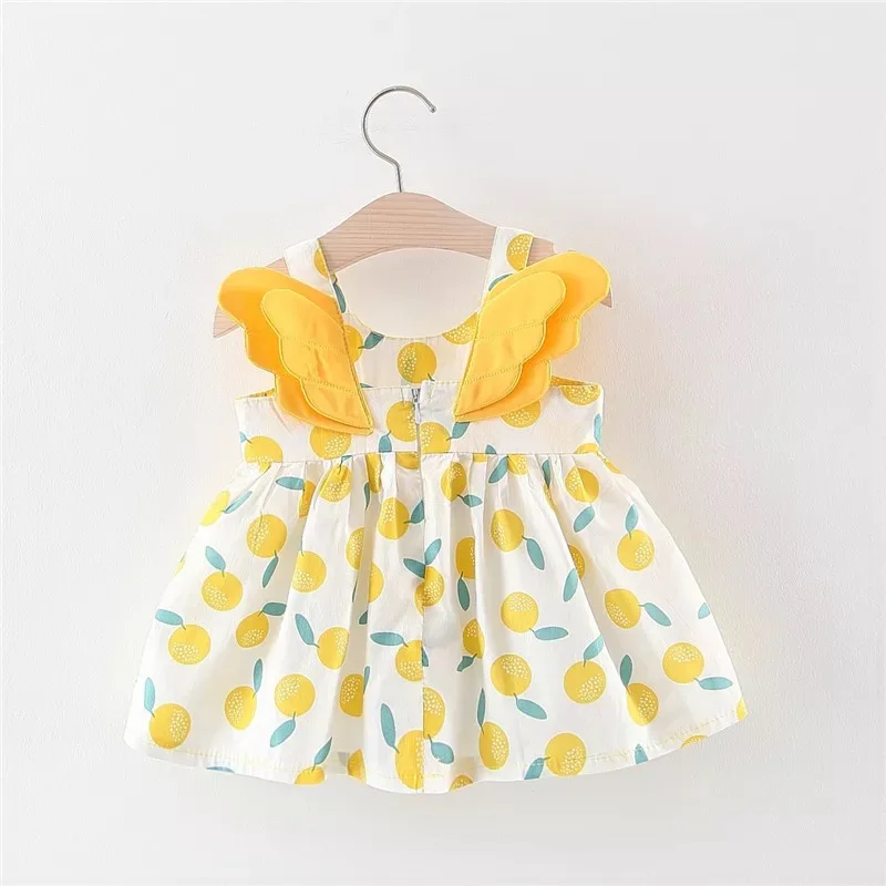 Одежда для маленьких девочек с крыльями бабочки; летнее платье принцессы; Хлопковое платье с принтом для маленьких девочек; vestidos; для детей 0-24 месяцев