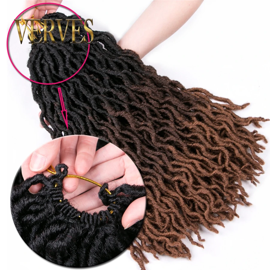 VERVES Ombre Faux locs Curly вязанные волосы для наращивания 20 дюймов 24 корня/упаковка вязанные косички дреды волосы для наращивания чистый черный