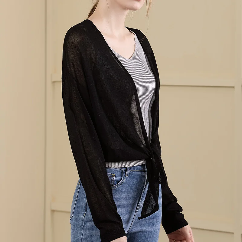 Oversize Knitting sweater women autumn new stylish long sleeve air-conditioning shirt Outside sunscreen cardigan women 18060