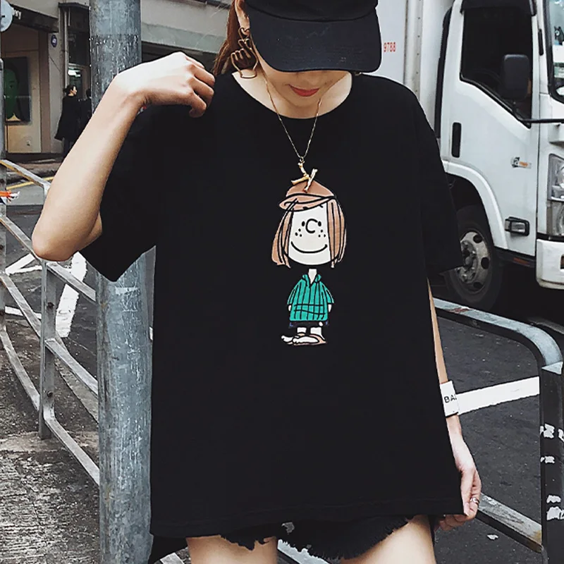 

Women Tops 91%-99% Cotton Short-Sleeved For Women's Suits In The New Summer Of 2019 Broadcloth Owl T-Shirt Print HJH
