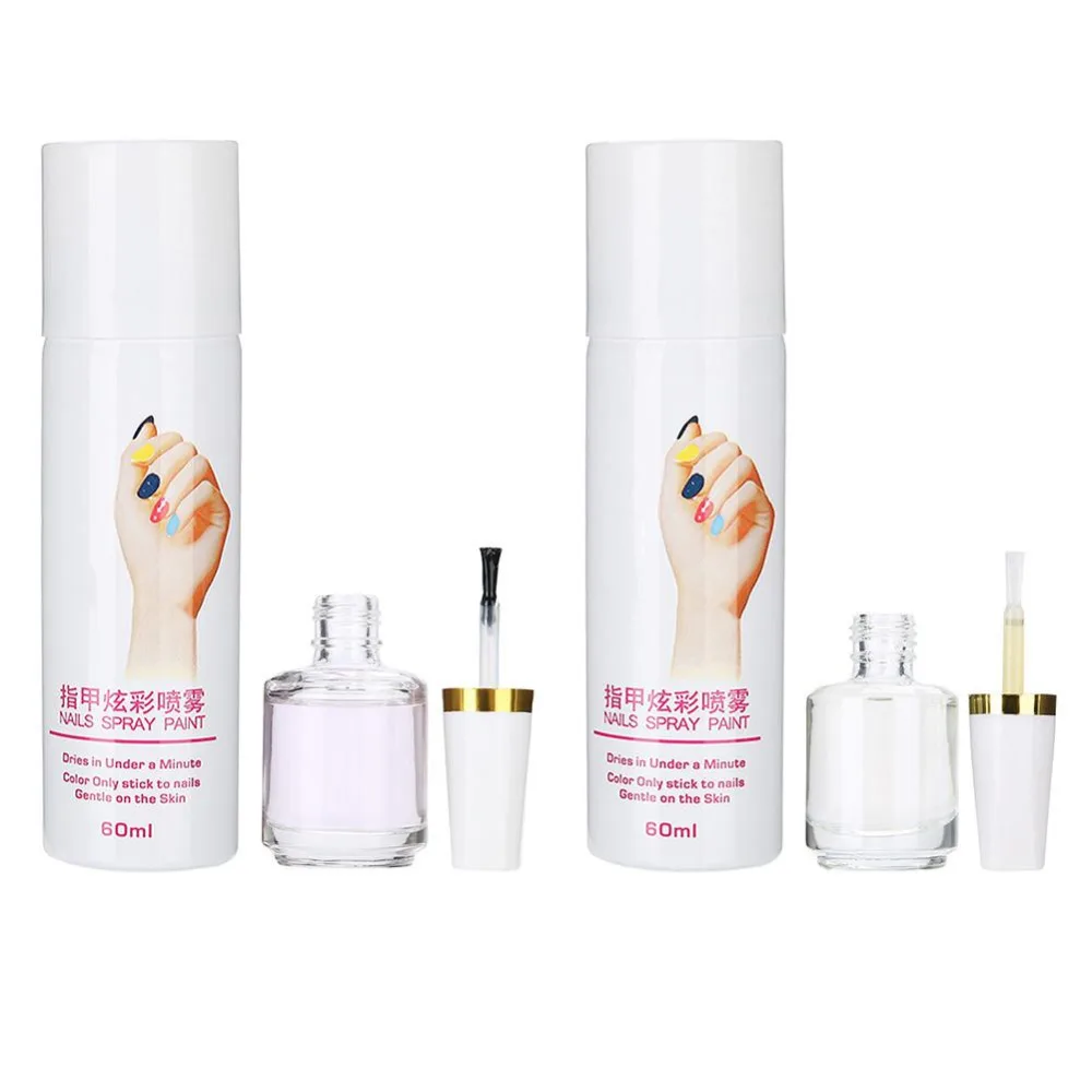 2pcs/set 60ml Manicure Nail Polish Spray Base Coat Fast Drying Spraying Easy Washing Art Tool Equipment 6 Colors | Красота и здоровье