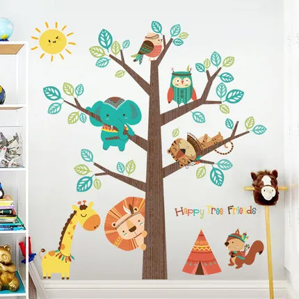 138*150 см Детская Наклейка на стену с мультяшным животным DIY милая детская комната