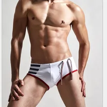 Мужская одежда для плавания, купальный костюм, купальный костюм для мужчин, плавки, пляжная одежда, трусы, шорты на шнурке, боксеры, боди, костюм, Jammers, белый