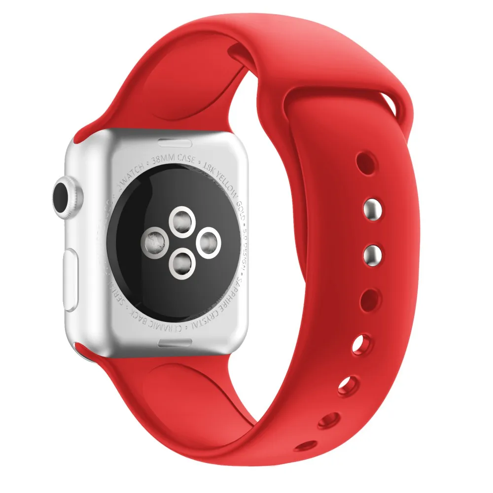 Розовый песок спортивный силиконовый ремешок для наручных часов Apple Watch, версии 44 мм/42 мм 40 мм/38 мм Series 5/4/3/2/1 наручных часов iWatch, резиновых очаровательных браслетов - Цвет ремешка: Красный