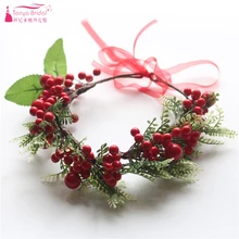 Красный прекрасный свадебный Головные уборы украшения, Новогодняя тема рога шиньон DIY подарок на день рождения ZH023