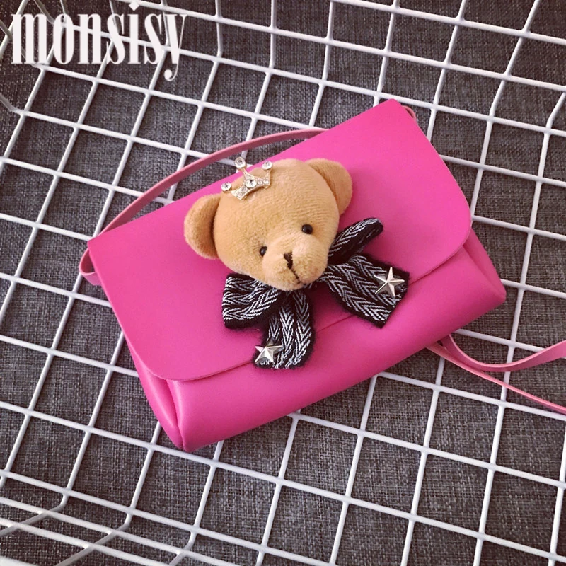 

Monsisy 5PCS Christmas Girl Handbag Baby Coin Purse PU Leather Kid Shoulder Bag Children Wallet Cartoon Animal Bear Girl Bag