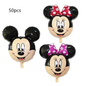 

50pcs Cute Mini Mickey Minnie Mouse head foil balloon Kids Birthday Party Decoration Baby Shower Supplies Inflatable balloons