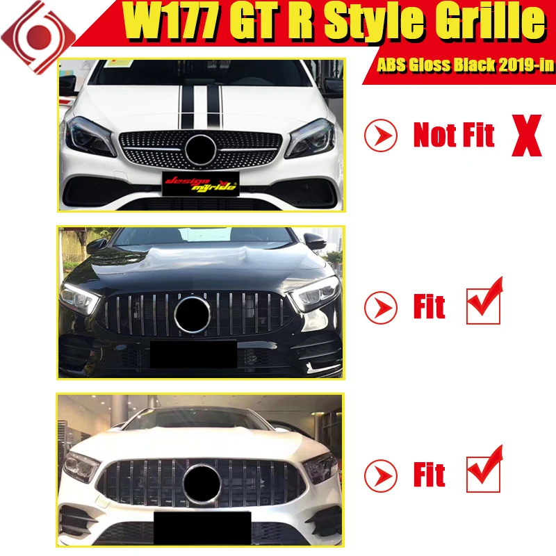 W177 A Class A45AMG Look GTS решетка гриль для Benz A160 A180 A200 передние грили ABS черный с 360