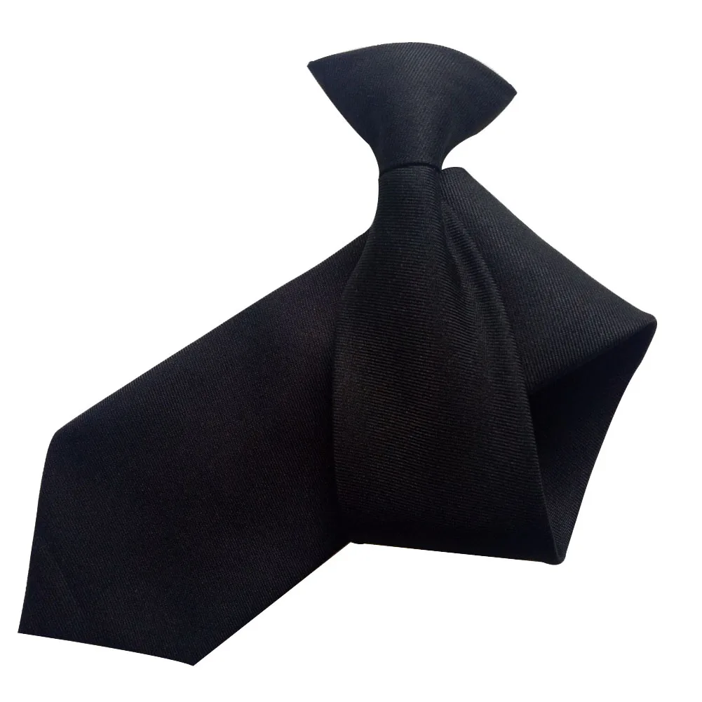 

New --Matte Black Plain Clip On Tie Security Doorman Bouncer Funeral Wedding Worker wear Free shipping