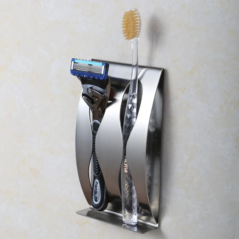2 отверстия/3 отверстия липкий держатель для зубных щеток из нержавеющей стали паста аксессуары для ванной комнаты удар бесплатно для любителей дома женщин мужчин