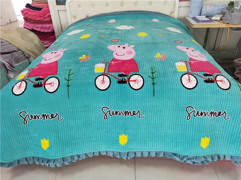 1 шт. хлопковая Высококачественная полосатая бархатная кровать крышка активная печать/Фламинго многофункциональная кроватка крышка/мягкое зимнее одеяло