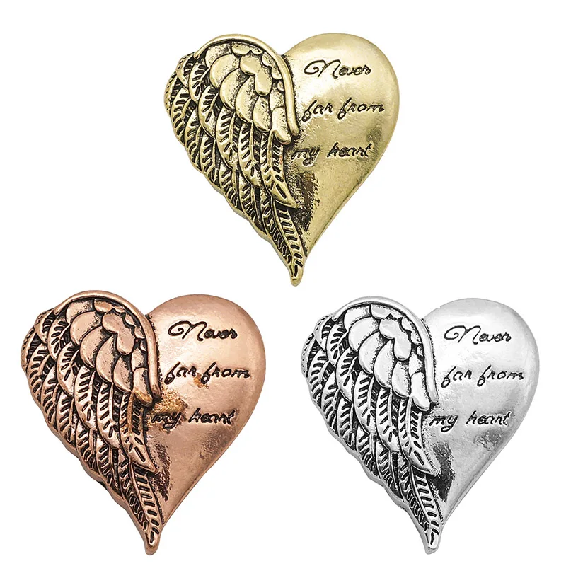 

KZ3260 New Fashion Beauty Heart Wings 28mm snap buttons fit 18mm snap jewelry wholesale