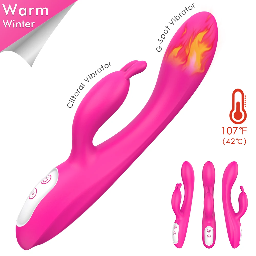 Heating Dildo Rabbit Vibrator Silicone Waterproof Female G Spot Vagina Clitoris Massager Sex Toys For Women Adult Erotic Product
