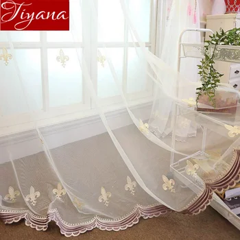 

Embroidery Tulle Curtain For Living Room Solid Color Purple Sheer Volie Modern Window Curtain White Drapes Treatment X425 #30