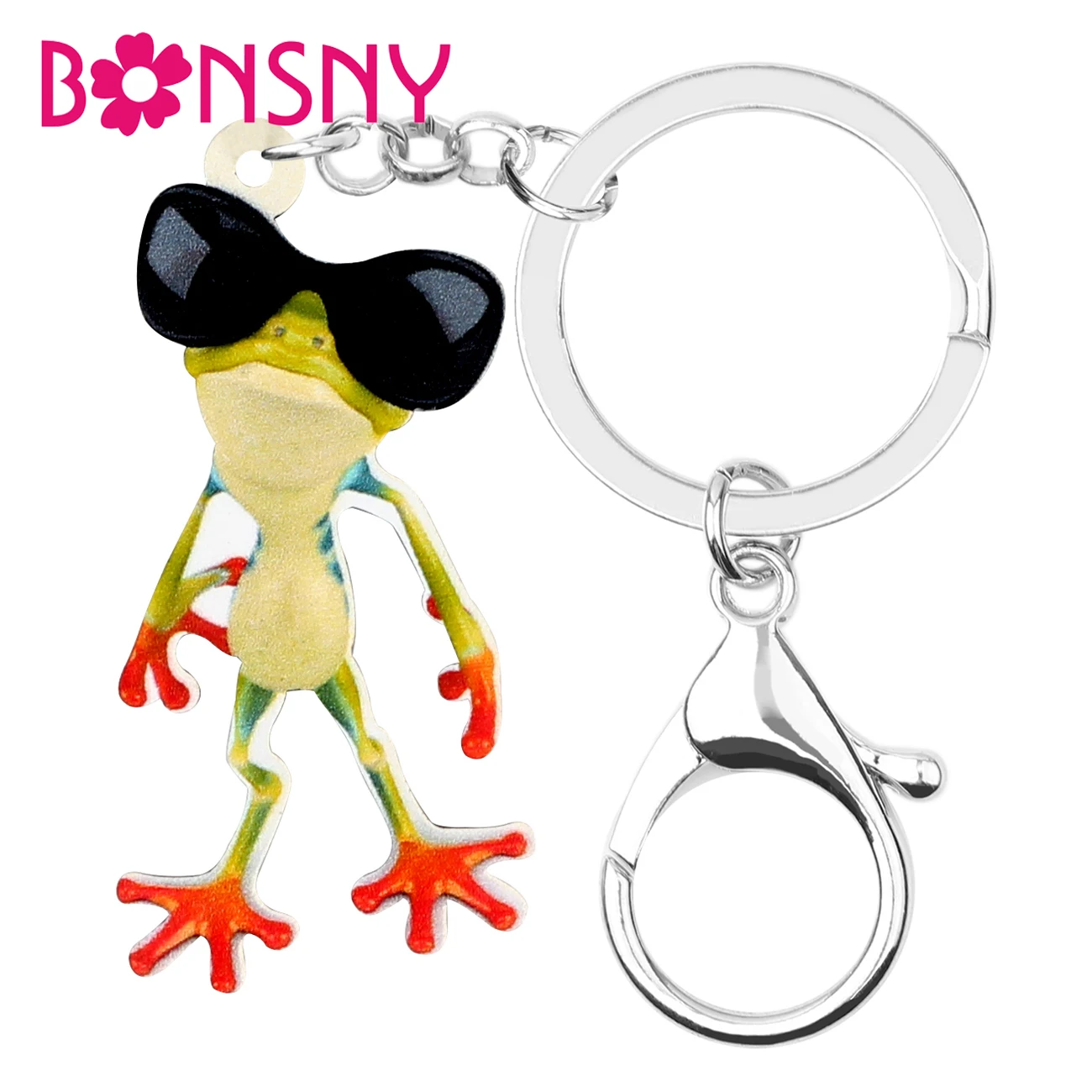 Bonsny акриловые Мультяшные солнцезащитные очки искусственные цепочки Брелки