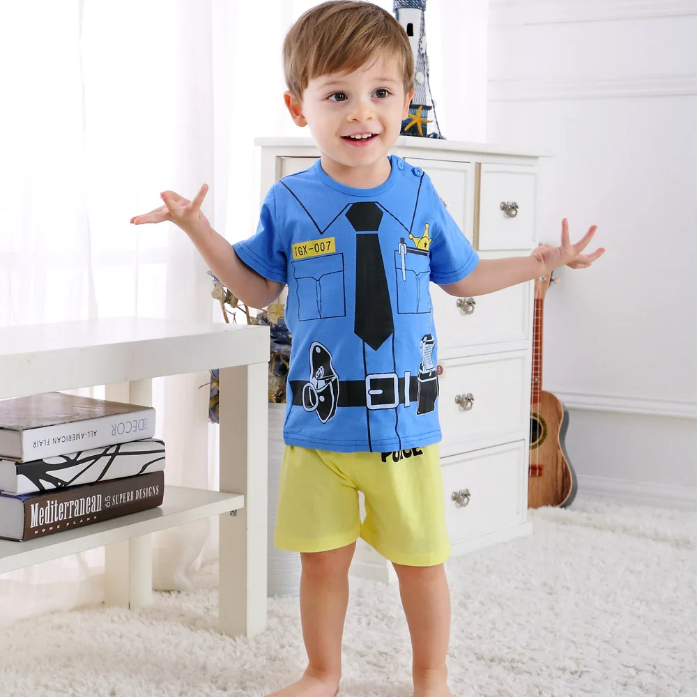 Baby Boy's Multi Design Print T-Shirt Plus Shorts-Style