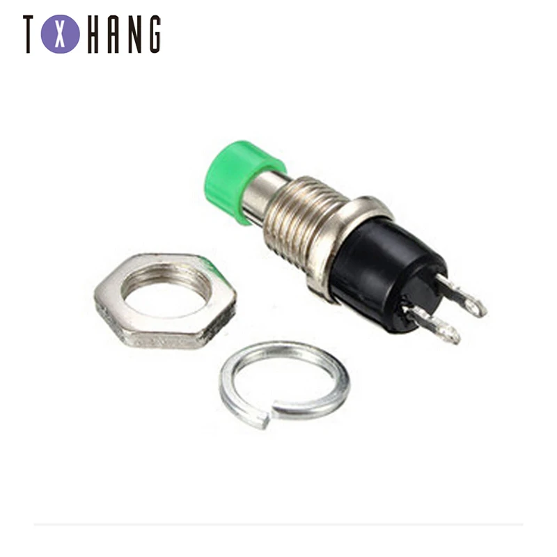 5PCS PBS-110 ON OFF Push button Red Black Blue green yellow Mini Lockless Momentary Switch Black Blue Red green yellow