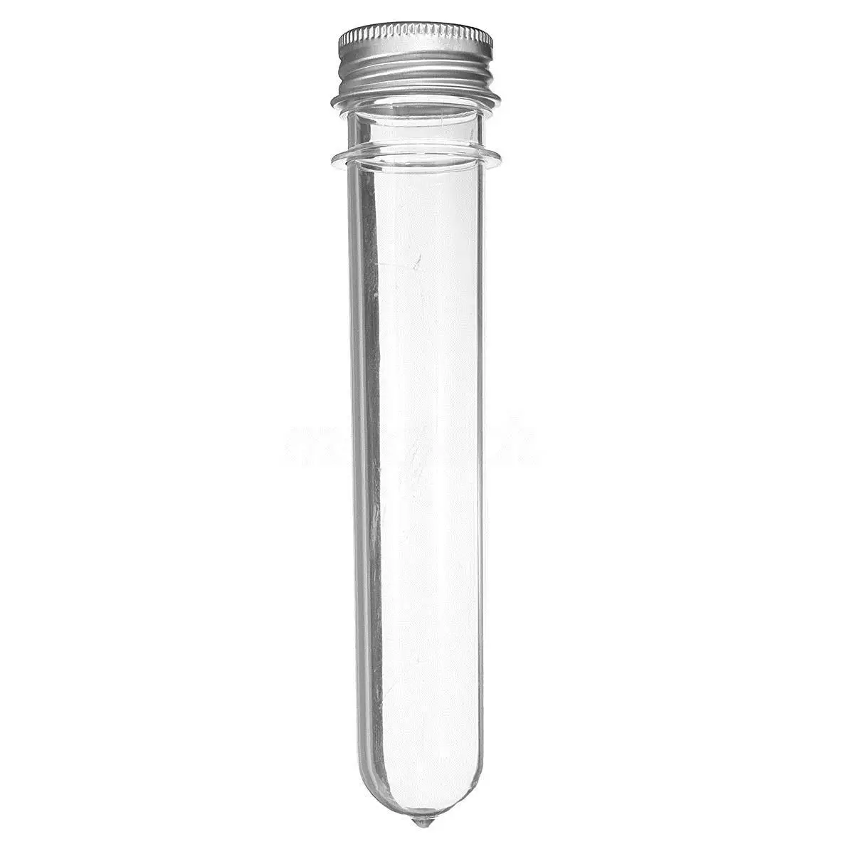 Plastic Lab Test Tubes with Metal Caps Stoppers Screw Top Lid Round Bottom, 5 Pcs