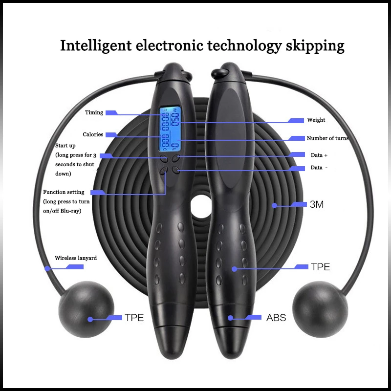 1 шт. Умная Электронная цифровая скакалка для взрослых потребление калорий Профессиональный Фитнес Бодибилдинг упражнения скакалка