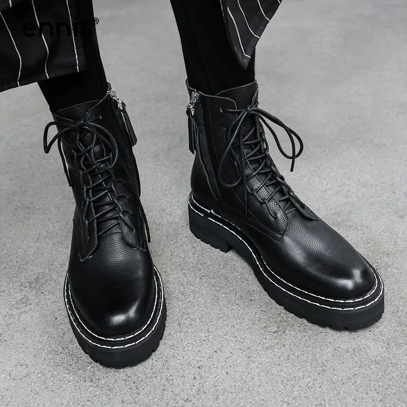 womens flat black lace up boots