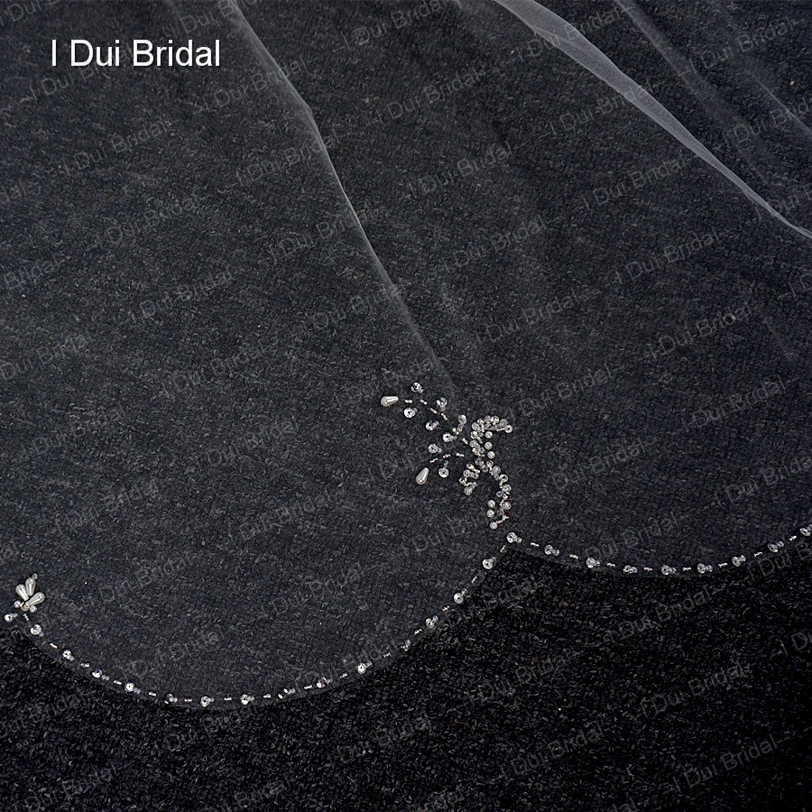 Свадебная фата невесты двухслойная 2 T длина кончика пальца Часовня Длинная Элегантная для рукоделия Бисероплетение Высокое качество настоящая фотография
