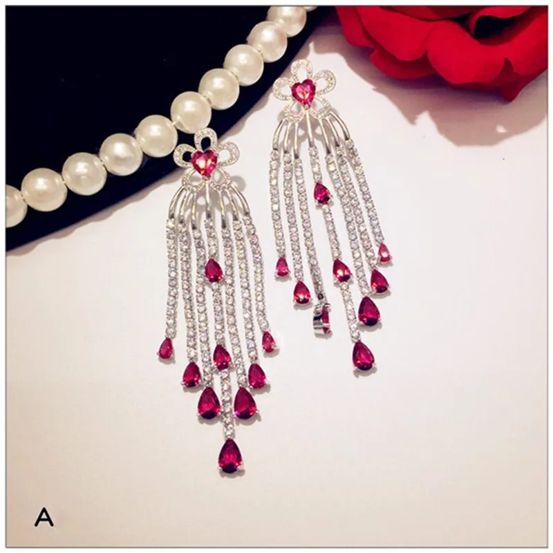Серьги-капли для женщин, розовый красный рубин, драгоценный камень, S925 Стерлинговое Серебро, роскошная гипербола, темперамент, хорошее ювелирное изделие, свадебные серьги