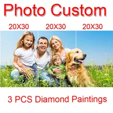 3 шт. фото на заказ Diy алмазная живопись eigen foto вышивка крестиком Сделай Сам Картина алмазная живопись Стразы Вышивка