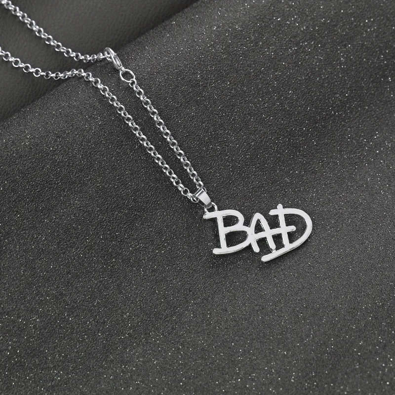 Michael Jackson Necklace Memorable Dress MJ BAD LOGO Style Pendantin