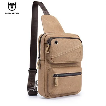 

BULL CAPTAIN Genuine Leather Chest Day Bag Brand Crossbody Bags Cowhide Casual Riding Sling Shoulder Messenger Bag Leather Bag